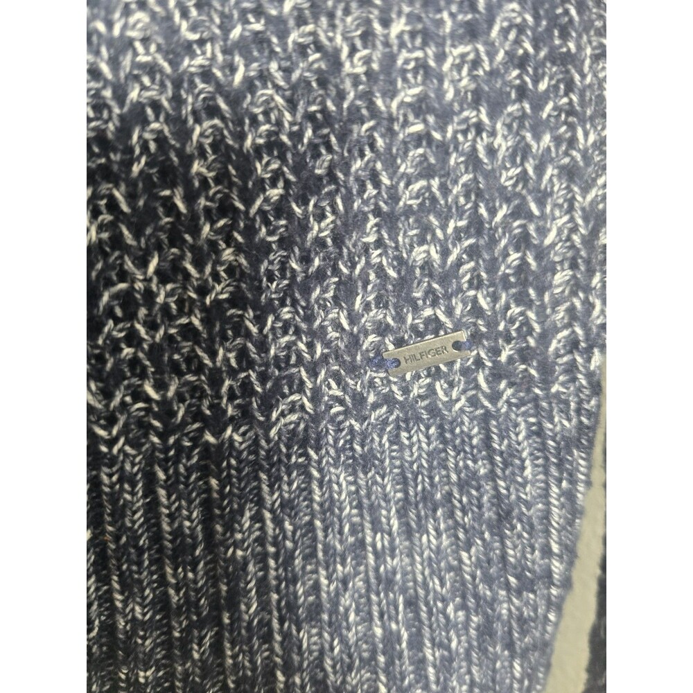 Tommy Hilfiger Navy White Marled Knit V-Neck Sweater Women’s Large - Picture 8 of 14